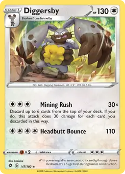 Diggersby Pokemon card from Rebel Clash