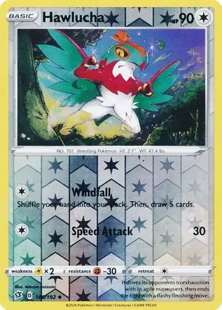 Hawlucha Reverse Holo Pokemon card from Rebel Clash