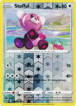 Stufful Reverse Holo Pokemon card from Rebel Clash