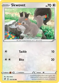 Skwovet Pokemon card from Rebel Clash