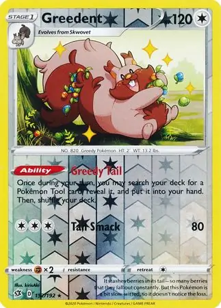 Greedent Reverse Holo Pokemon card from Rebel Clash