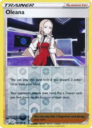 Oleana Reverse Holo Pokemon card from Rebel Clash