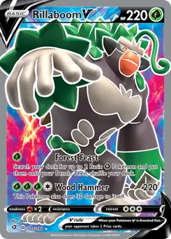 Full Art Rillaboom V Pokemon card from Rebel Clash