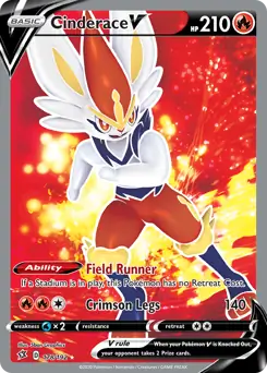 Full Art Cinderace V Pokemon card from Rebel Clash