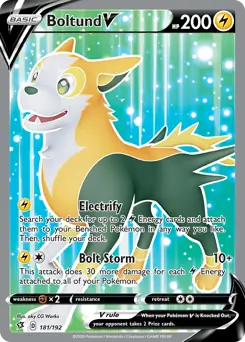 Full Art Boltund V Pokemon card from Rebel Clash