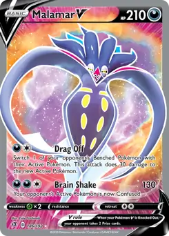 Full Art Malamar V Pokemon card from Rebel Clash