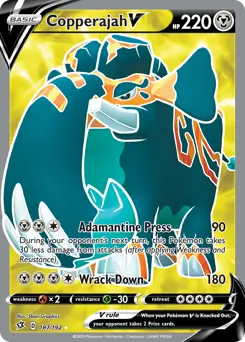 Full Art Copperajah V Pokemon card from Rebel Clash