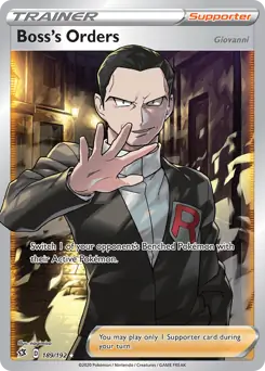 Full Art Boss's Orders Pokemon card from Rebel Clash