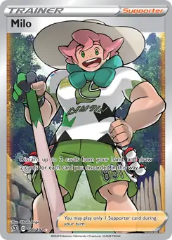Full Art Milo Pokemon card from Rebel Clash
