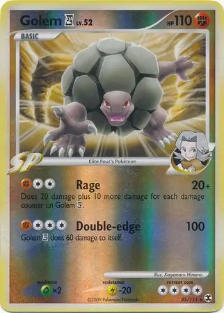 Golem E4 Reverse Holo Pokemon card from Rising Rivals