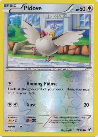 Pidove Reverse Holo Pokemon card from Roaring Skies