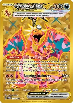 Charizard ex Pokemon card from Ruler of the Black Flame