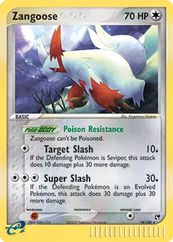 Zangoose Holo Pokemon card from Sandstorm