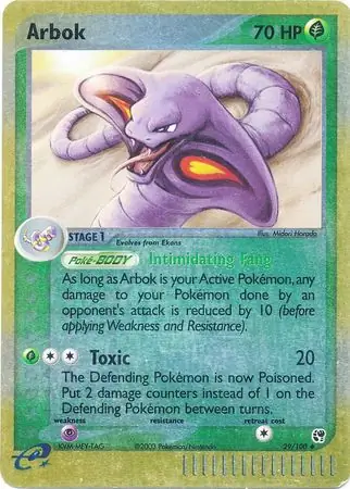 Arbok Reverse Holo Pokemon card from Sandstorm