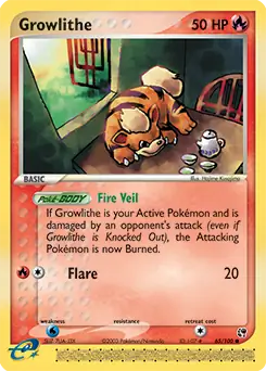 Growlithe Pokemon card from Sandstorm