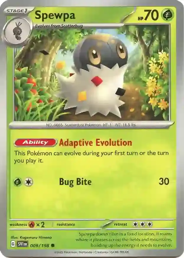 Spewpa Pokemon card from Scarlet & Violet Base