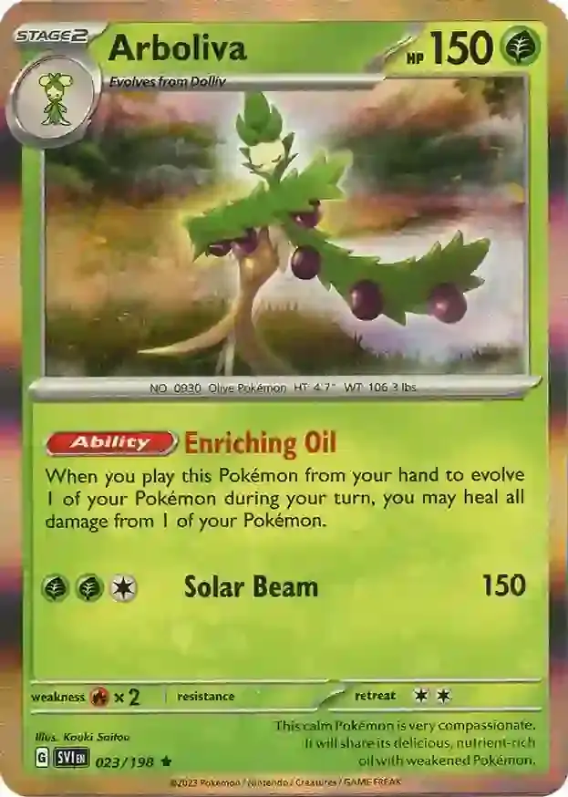 Arboliva Pokemon card from Scarlet & Violet Base