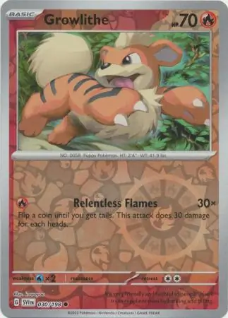 Growlithe Reverse Holo Pokemon card from Scarlet & Violet Base