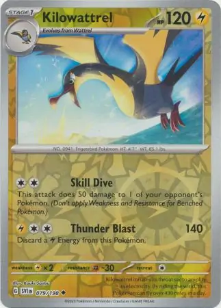 Kilowattrel Reverse Holo Pokemon card from Scarlet & Violet Base