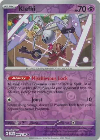 Klefki Reverse Holo Pokemon card from Scarlet & Violet Base