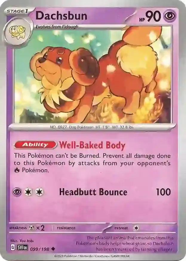 Dachsbun Pokemon card from Scarlet & Violet Base