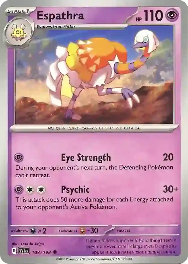 Espathra Pokemon card from Scarlet & Violet Base