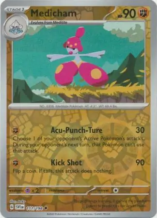 Medicham Reverse Holo Pokemon card from Scarlet & Violet Base
