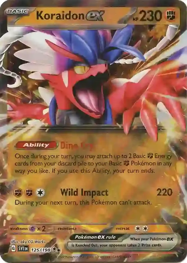 Koraidon ex Pokemon card from Scarlet & Violet Base