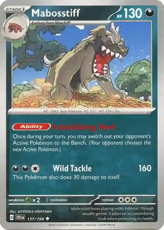 Mabosstiff Pokemon card from Scarlet & Violet Base