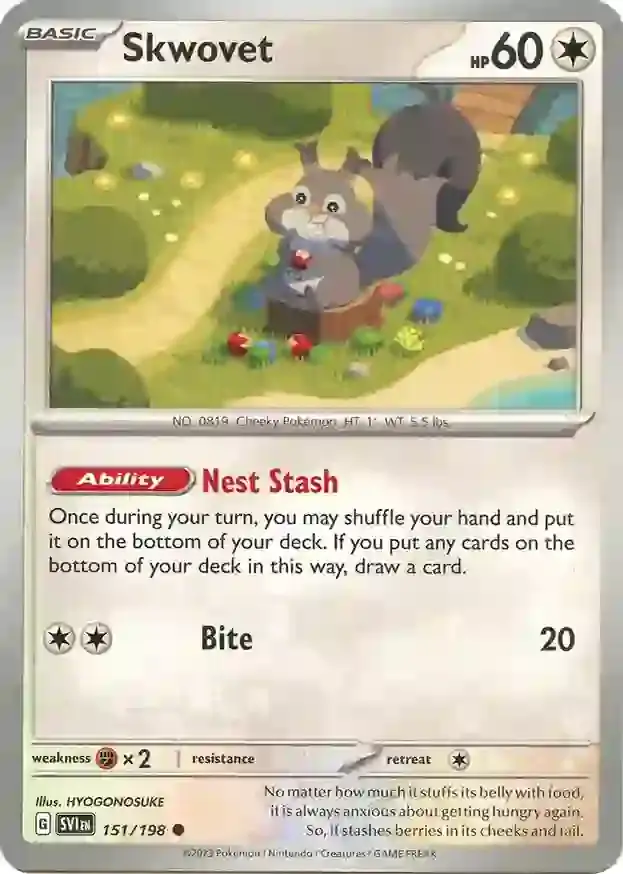 Skwovet Pokemon card from Scarlet & Violet Base