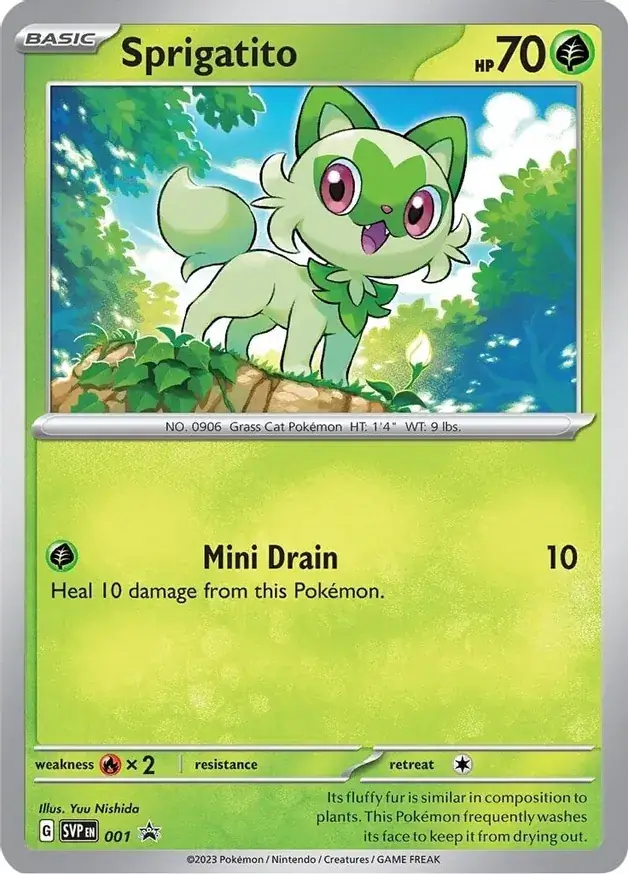 Sprigatito Pokemon card from Scarlet & Violet Promos