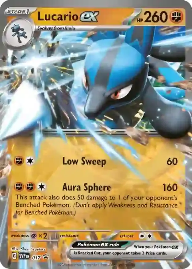 Lucario ex Pokemon card from Scarlet & Violet Promos