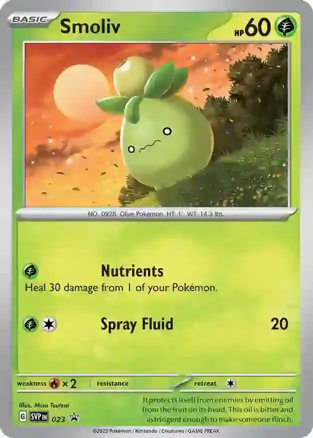 Smoliv Pokemon card from Scarlet & Violet Promos