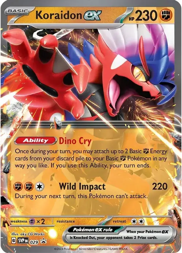 Koraidon ex Pokemon card from Scarlet & Violet Promos
