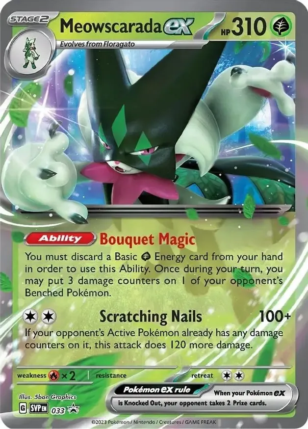 Meowscarada ex Pokemon card from Scarlet & Violet Promos