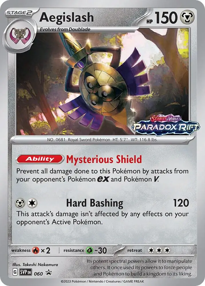 Aegislash Pokemon card from Scarlet & Violet Promos