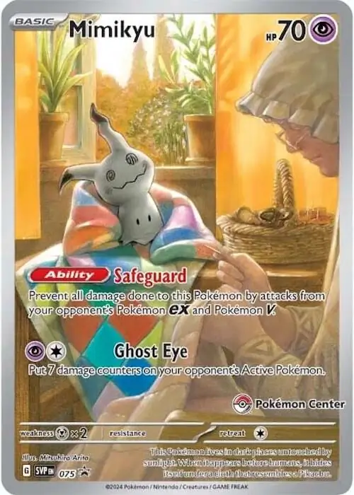 Mimikyu Pokemon Center Pokemon card from Scarlet & Violet Promos