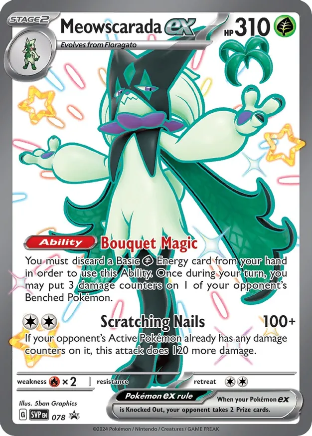 Meowscarada ex Pokemon card from Scarlet & Violet Promos