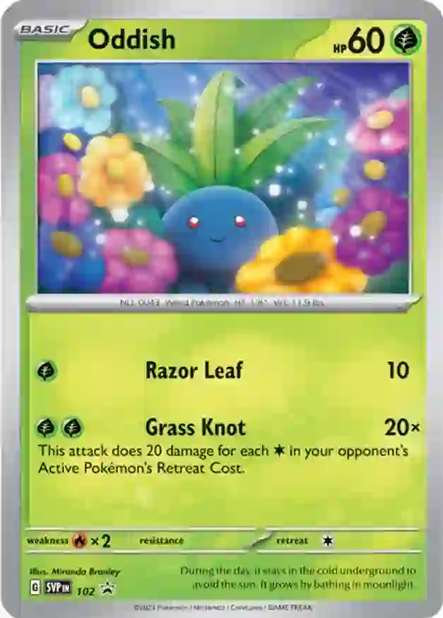 Oddish Pokemon card from Scarlet & Violet Promos