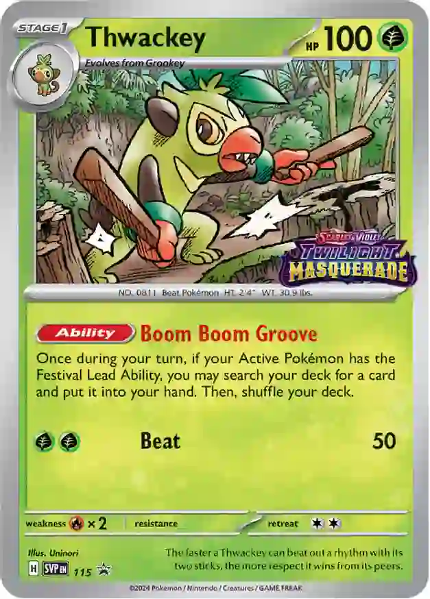 Thwackey Pokemon card from Scarlet & Violet Promos