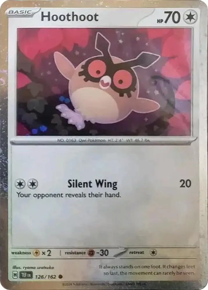 Hoothoot Cosmos Holo Pokemon card from Scarlet & Violet Promos