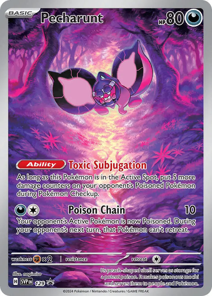 Pecharunt Pokemon card from Scarlet & Violet Promos