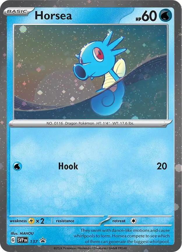 Horsea Cosmos Holo Pokemon card from Scarlet & Violet Promos