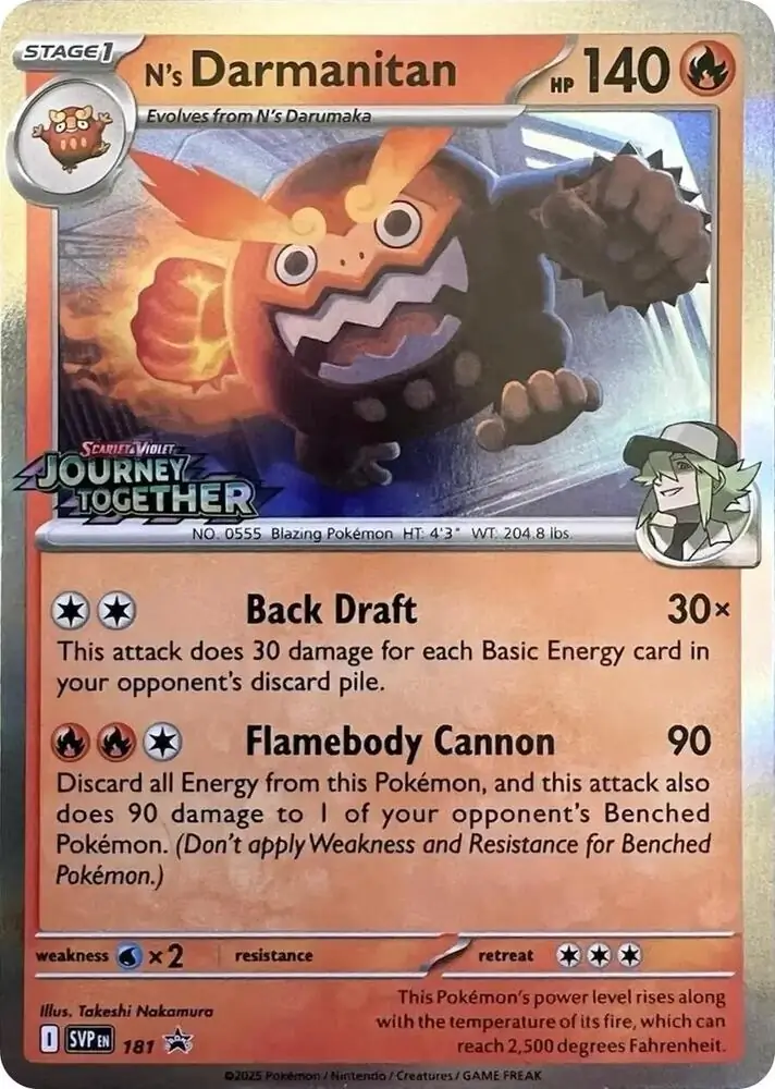 N's Darmanitan Prerelease Pokemon card from Scarlet & Violet Promos