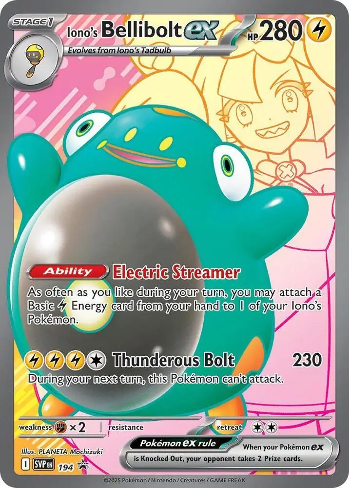 Iono's Bellibolt ex Pokemon card from Scarlet & Violet Promos