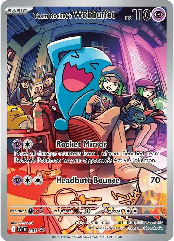 Team Rocket's Wobbuffet Pokemon card from Scarlet & Violet Promos