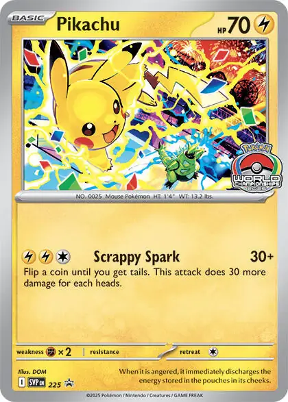 Pikachu World Championship Pokemon card from Scarlet & Violet Promos