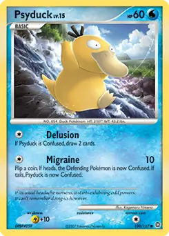 Psyduck Pokemon card from Secret Wonders
