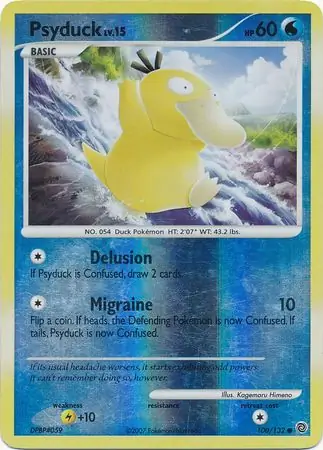 Psyduck Reverse Holo Pokemon card from Secret Wonders