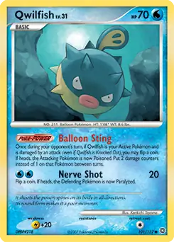 Qwilfish Pokemon card from Secret Wonders